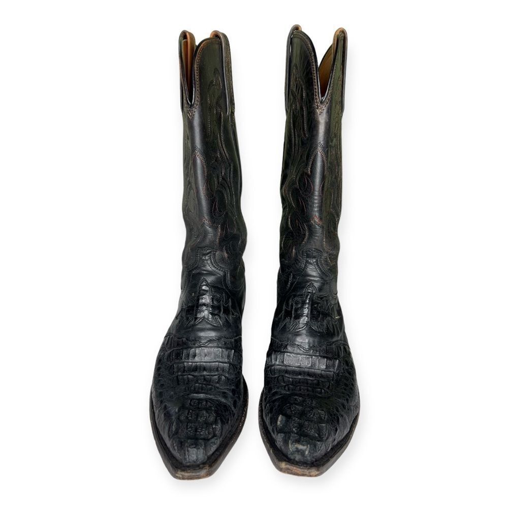 Lucchese Men’s Cowboy Boots Size 8.5 Black Good Condition Leather Crocodile - Picture 4 of 10